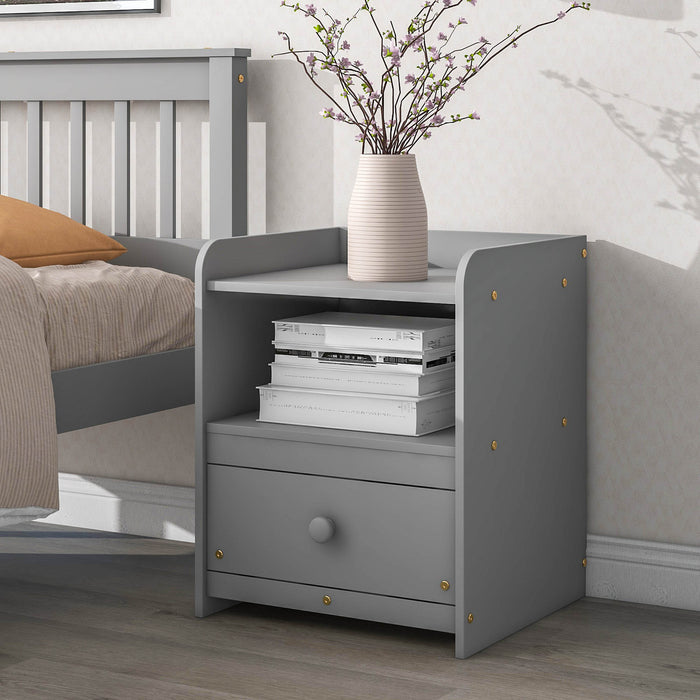 Twin Bed frame with 1 Nightstand - Grey