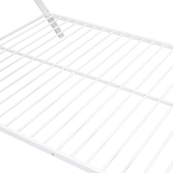 Tent Bed Frame Full Size, Metal Floor, No Box Spring Needed White