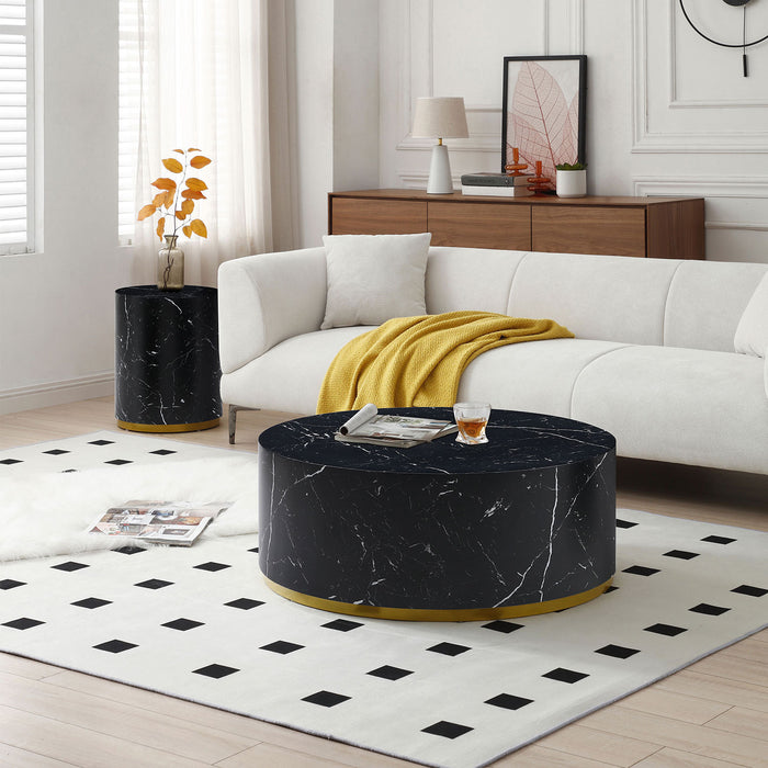 Round Sidetable for Living Room Fully Assembled Black