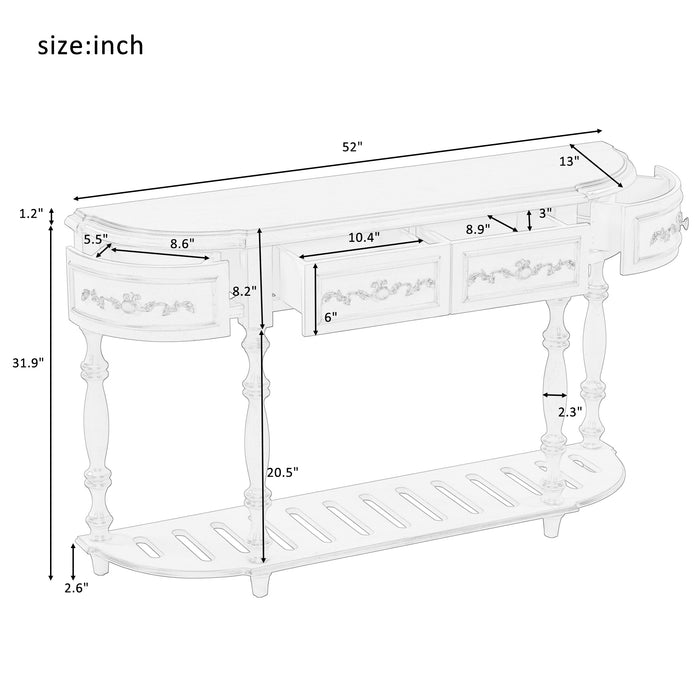 Modern and Contemporary Curved Console Table  for Hallway Living Room Bedroom - Antique White