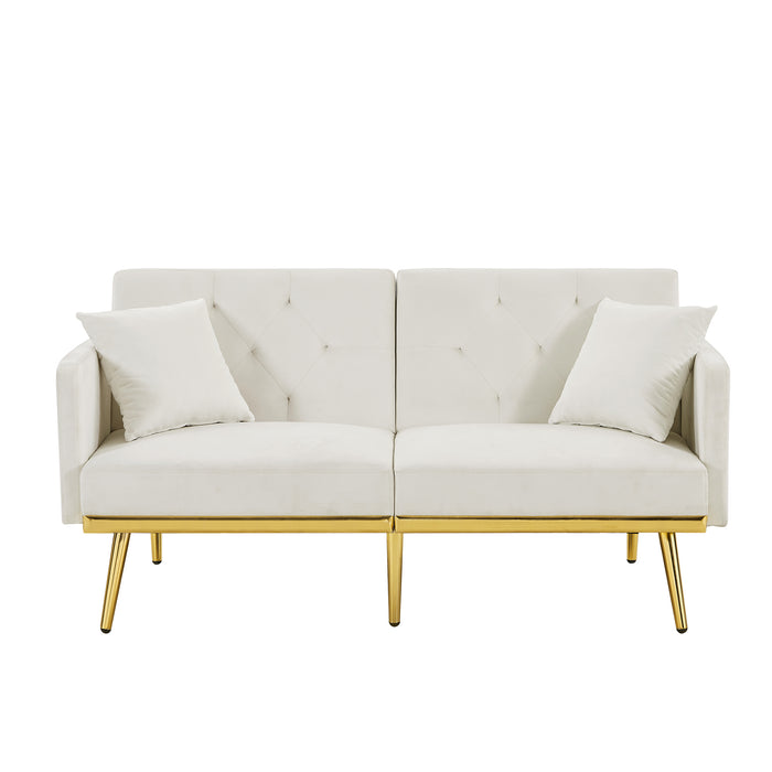 Velvet Sofa Bed - Cream White