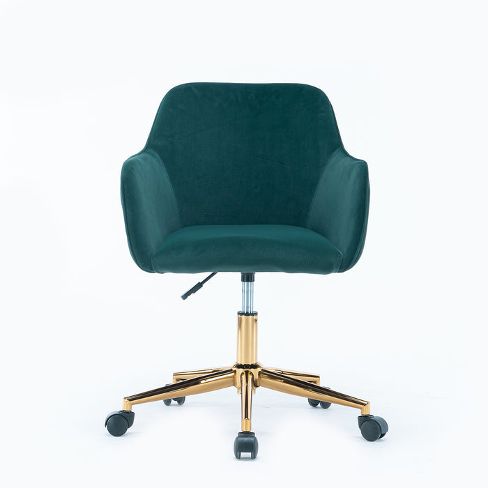 Modern Velvet Home Office Chair - Dark Green