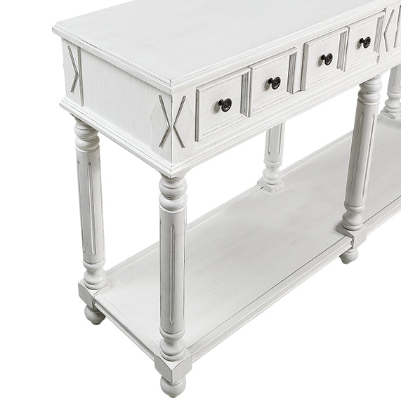 Retro Console Entryway Table - Antique White