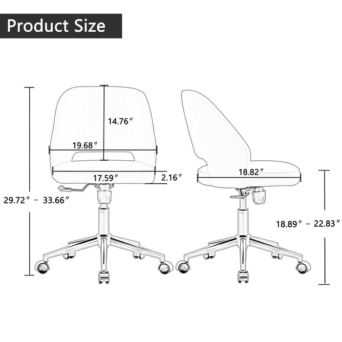 Modern Teddy Velvet Office Chairs, Adjustable 360 °Swivel - White