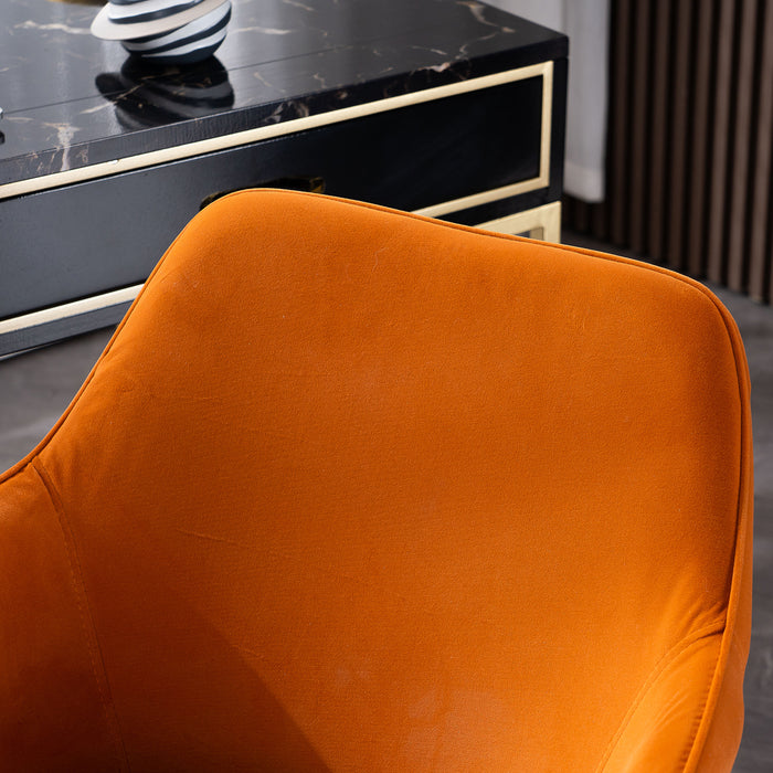 Modern Velvet Home Office Chair - Orange