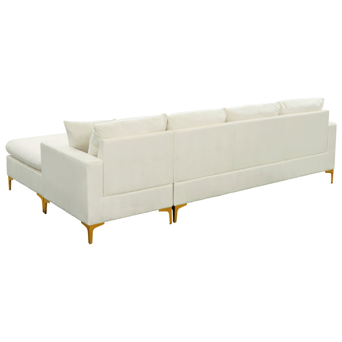 L-Shape Sectional Sofa with Ottoman -Cream