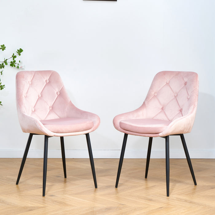 Modern Pink Velvet Dining Chairs (set of 2)