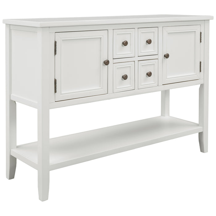 Console Table with Bottom Shelf - White