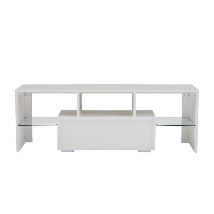 White morden TV Stand with LED Lights-WHITE