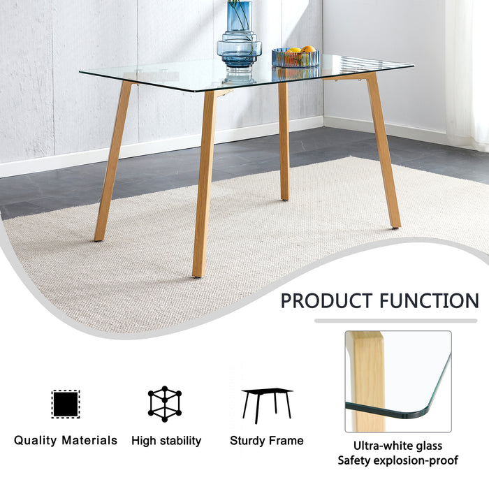 Modern Minimalist Rectangular Glass Dining Table