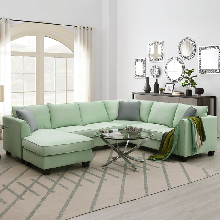 7 Seats Modular Sectional Sofa with Ottoman-Green