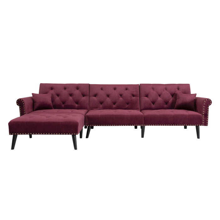 Convertible Sofa sleeper - red velvet