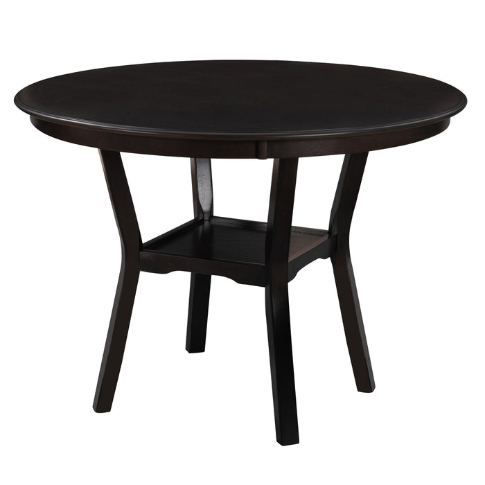 5-Piece Kitchen Dining Table Set Round Table with Bottom Shelf - Espresso