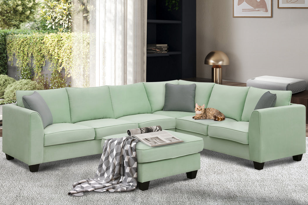 7 Seats Modular Sectional Sofa with Ottoman-Green