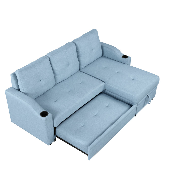 Modern Pull Out Sofa Bed - Blue