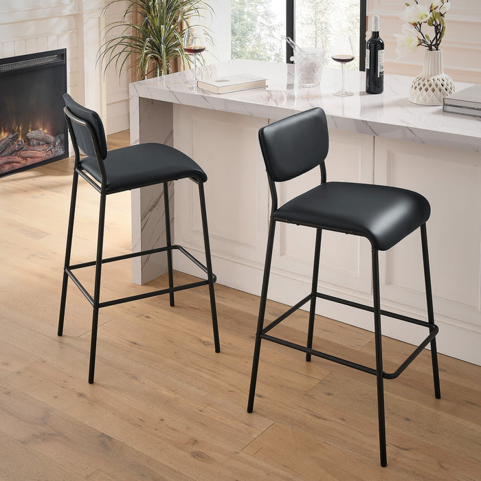 Pu Faux Leather Bar Stools (Set of 2)