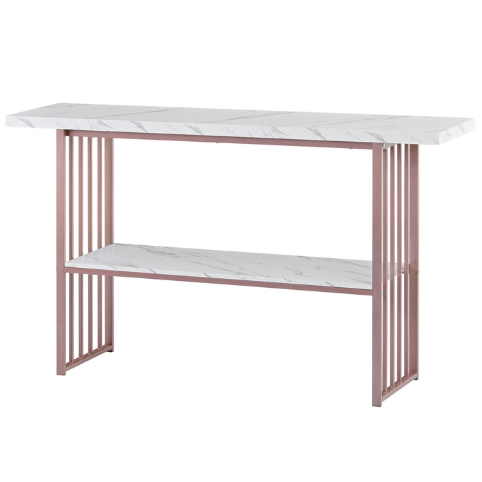 Modern Console Entryway Table Entryway, Hallway, Living Room - Pink + White