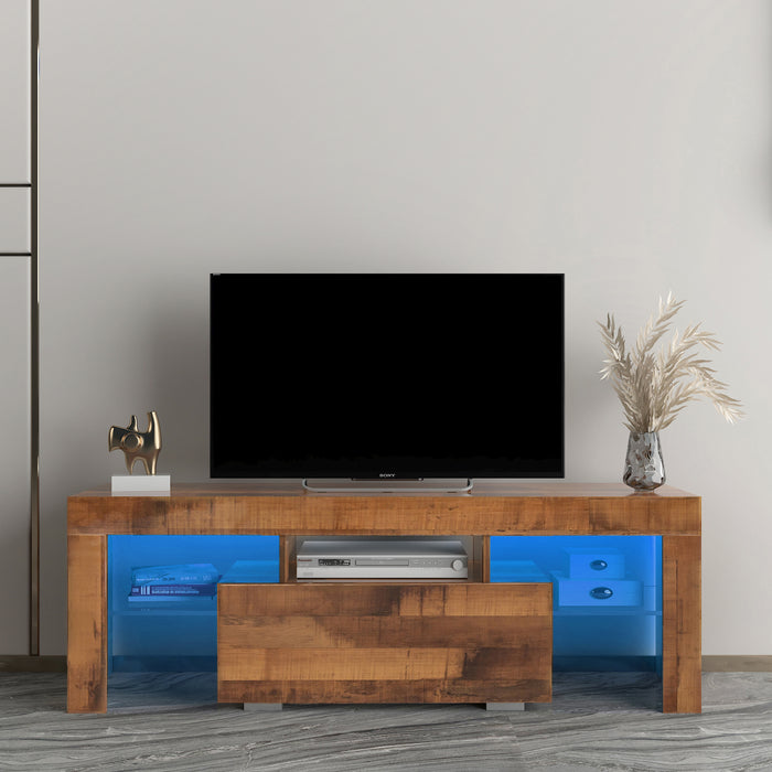 TV Stand with LED RGB Lights-FIR WOOD