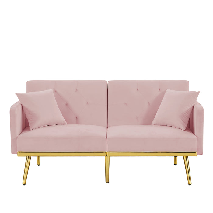 PINK VELVET SOFA BED