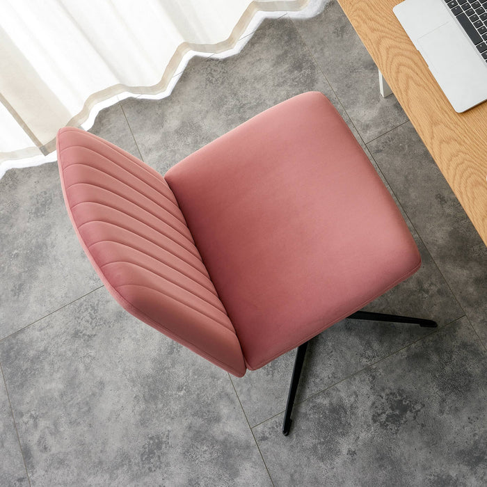 Pink Velvet Home Office Chair - No Wheels