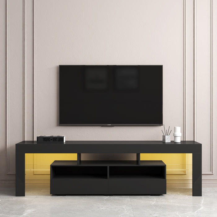 TV Stand Cabinet with 2 Drawers & ,20-color RGB LED lights -Black