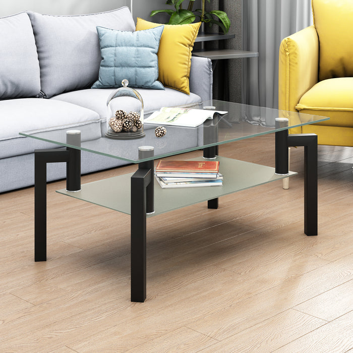 Rectangle Black Glass Coffee Table