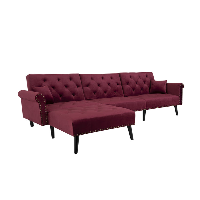 Convertible Sofa sleeper - red velvet