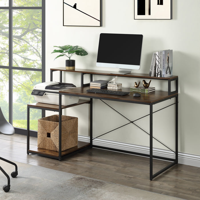 Home Office Computer Desk with Storage Shelves