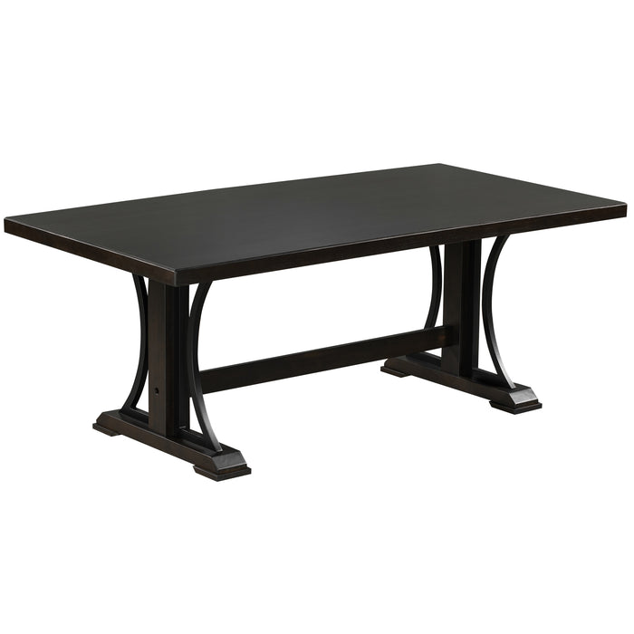 Retro Style Dining Table 78” Wood Rectangular (Espresso)