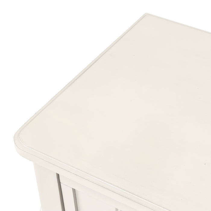 Narrow Console Table with Three Storage Drawers and Bottom Shelf - Ivory White