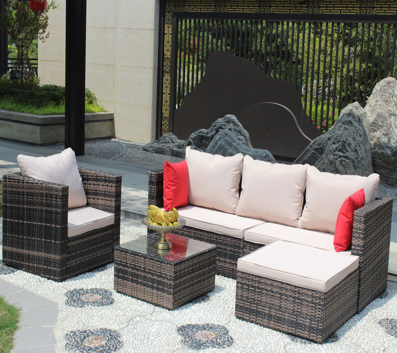 Rattan Patio Furniture Set (4 Pieces, Brown)