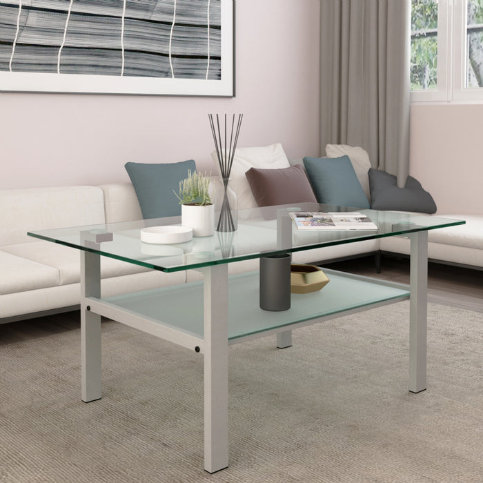 Transparent glass grey coffee table