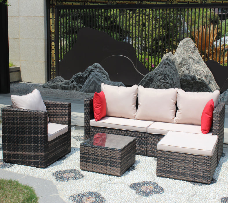 Rattan Patio Furniture Set (4 Pieces, Brown)