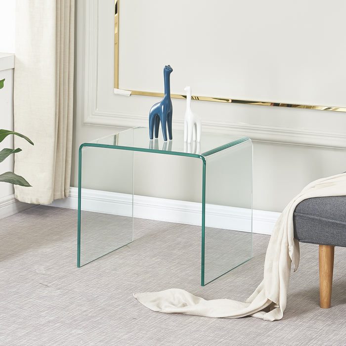 Small Clear Glass End Table, Tempered Glass