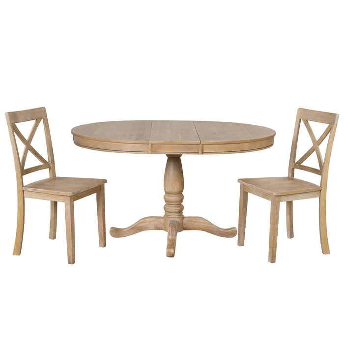 5 Piece Modern Dining Kitchen Table Set-Natural Wood Wash