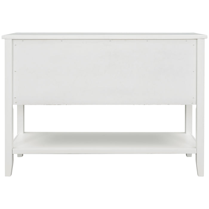 Console Table with Bottom Shelf - White