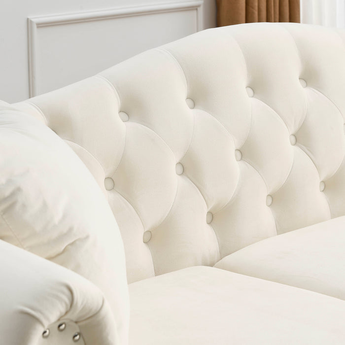 Chesterfield  Velvet Sofa - Beige