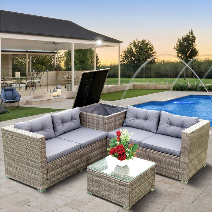 4 Piece Patio Sectional - Grey