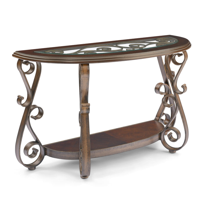 Console Table with Glass Table Top - Dark Brown