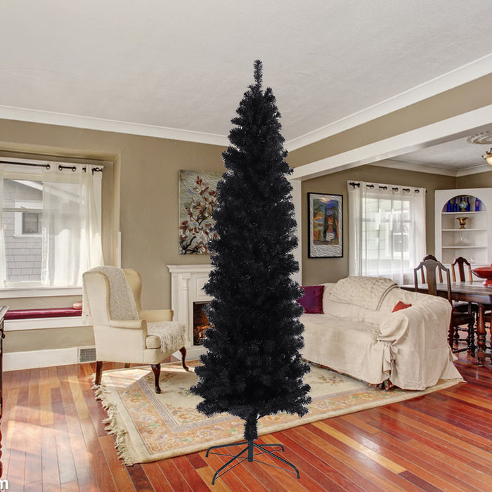 7.5FT Christmas Tree with Foldable Metal Stand - Black