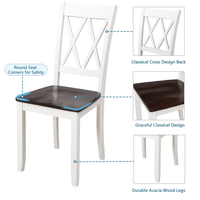 5-Piece Dining Table Set (White+Cherry)