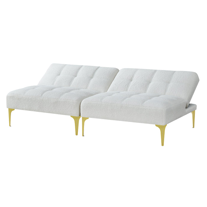 Convertible sofa bed futon - teddy fabric (White)