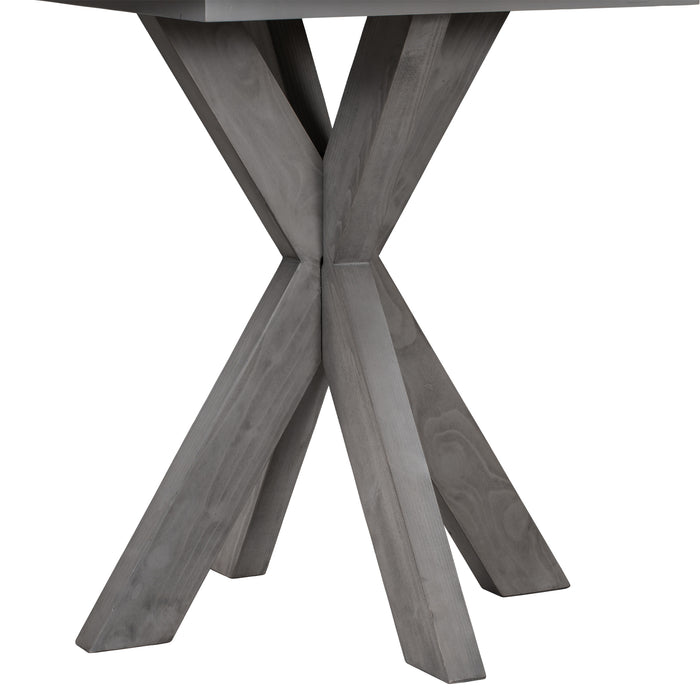 5-Piece Rustic Farmhouse  Wood Round Dining Table Set -Grey