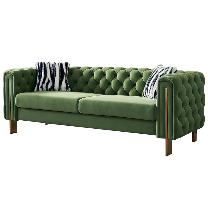 Modern Tufted Backvelvet sofa - Mint Green