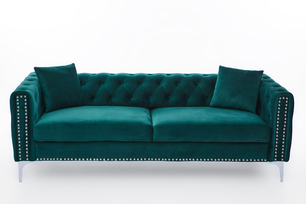 Velvet Sofa includes 2 pillows - Green