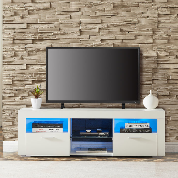 White morden TV Stand with LED Lighte:WHITE