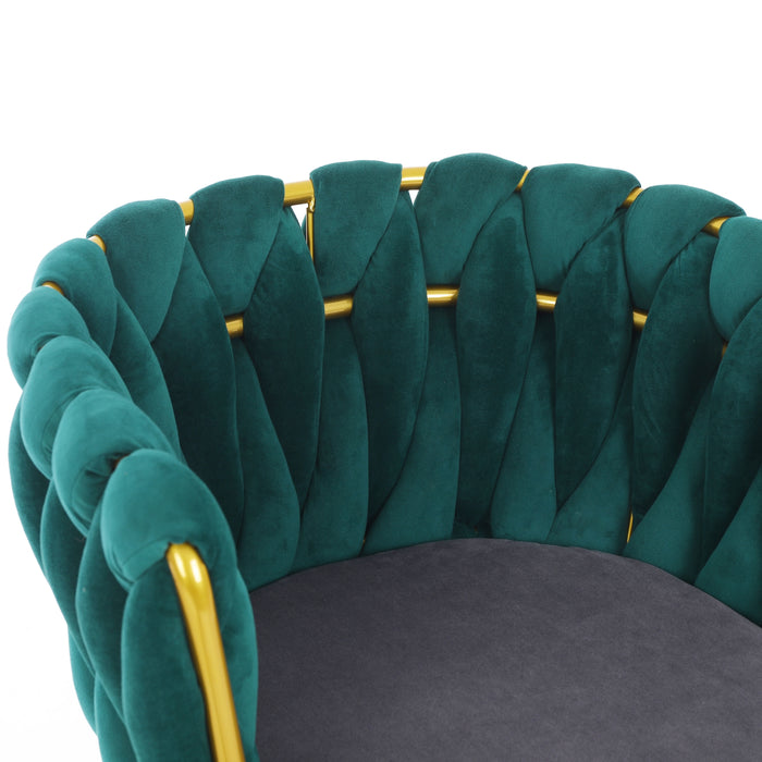 Velvet Dinning upholstered Chair with Gold Metal Legs (dark green)