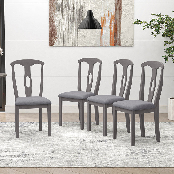 5-Piece Rustic Farmhouse  Wood Round Dining Table Set -Grey