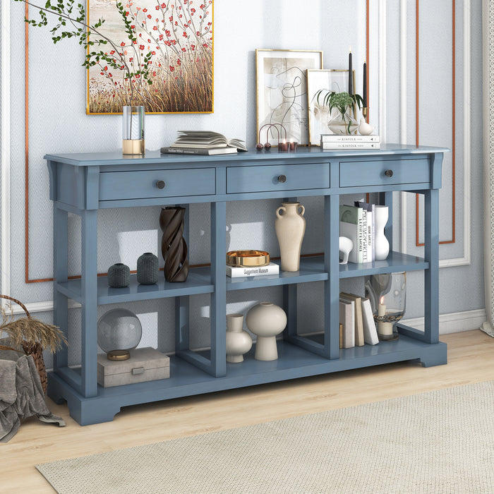 Retro Console Table/Sideboard with Ample Storage - Teal Blue