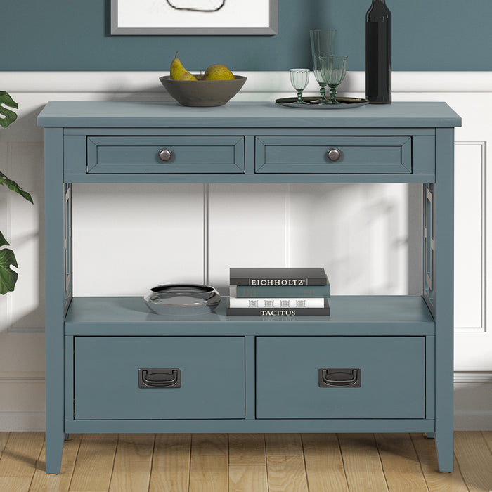 Farmhouse Pine Wood Console Table - Blue